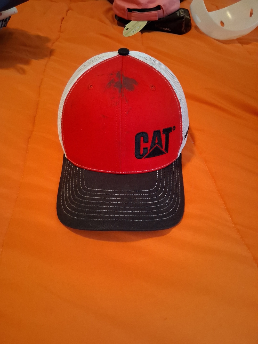 Caterpillar Men’s Trucker Hat Mesh Back Red/White/Black One Size